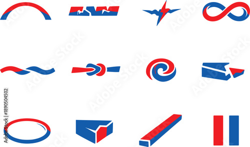 Two-Color vector icons of fragile structures: thin arch line, brittle stripe, tiny crack, delicate loop, soft thread, micro knot,