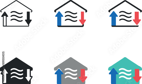 Climate Balance Icons. Household climate balance symbol expressing comfortable living through managed air and temperature flow,