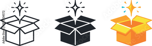 Fresh venture scene showing a box opening upward with an emerging spark to depict the moment of startup launch and creation —