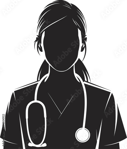 Doctor silhouette, nurse silhouette, healthcare worker, medical professional, hospital staff, stethoscope symbol, clinical workforce, medical illustration, healthcare concept, patient care