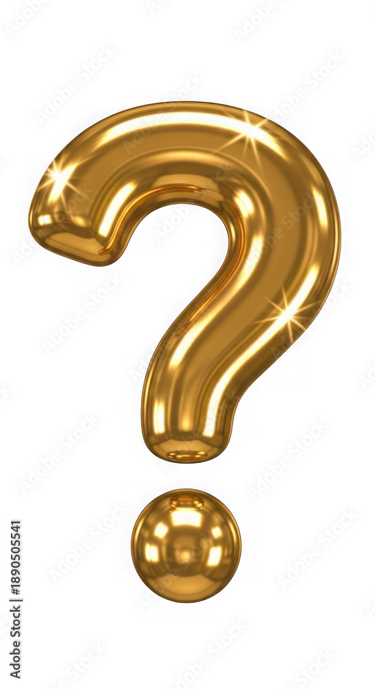 Naklejka premium 3d rendered golden question mark
