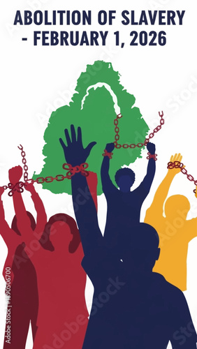 People breaking free from slavery chains in powerful abolition symbol