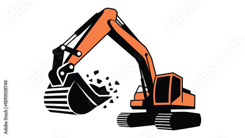 Excavator construction site illustration