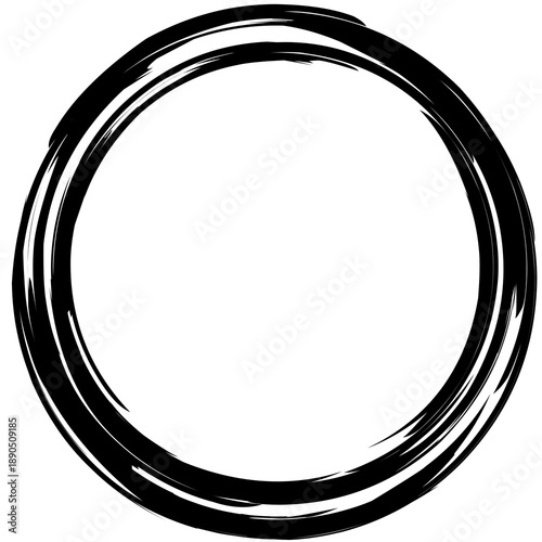 black and white round frame, brush stroke illustration design. 