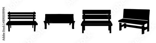 Set of four modern outdoor benches