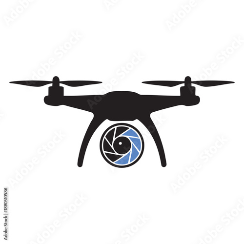 Drone with camera lens illustration