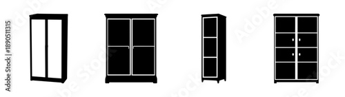 Modern minimalist bookcases in a row