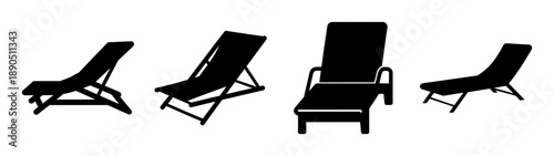 Set of four modern outdoor chaise lounges