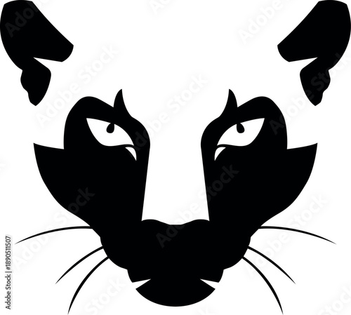 Black silhouette of a panther s face with piercing white eyes