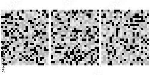 Censor pixel blur effects with gray and black squares for collection of censorship bars, censorship pixelated effect with digital interference patterns with varying high-quality professional detailed.