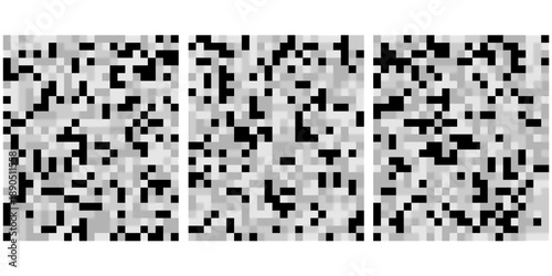 Censor pixel blur effects with gray and black squares for collection of censorship bars, censorship pixelated effect with digital interference patterns with varying high-quality professional detailed.