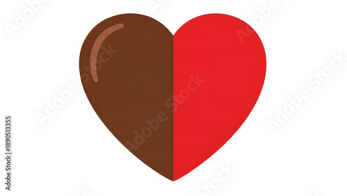 Chocolate heart with red side, sweet treat concept