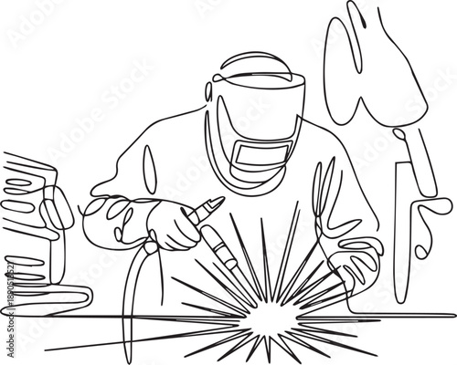 Welding Process Illustrated with Safety Gear and Equipment