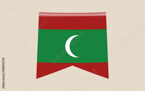 Free Download Maldives national flag designed as a glossy pennant banner, an isolated vector icon for patriotic Maldivian events. - GFXLoad