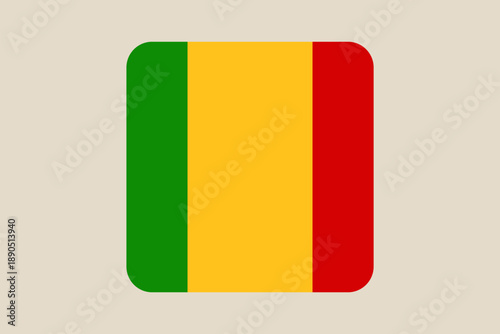 Mali flag vector icon designed as a modern rounded square button, a national symbol for web and app interfaces.