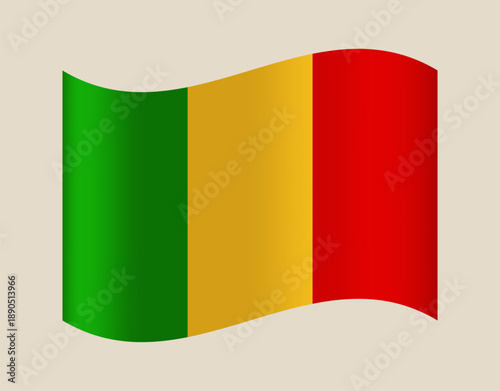 Waving flag of Mali fluttering in a gentle breeze, an official vector banner illustration representing national pride.