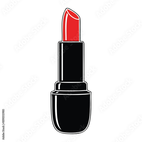 Vibrant lipstick vector icon, a bold and stylish representation of beauty, makeup, and cosmetics.
