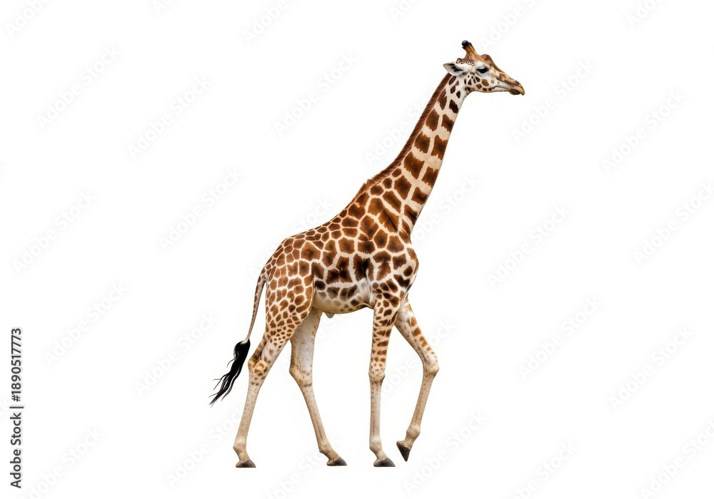 Naklejka premium Giraffe walking isolated on white background