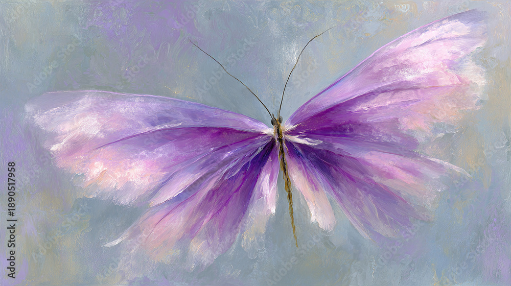 Fototapeta premium Butterfly with Ethereal Wings in Soft Pastel Colors