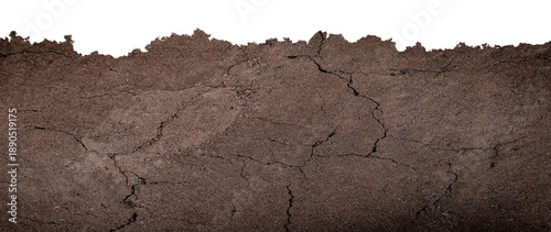 Foto earthen wall layer and texture, Soil layer cross section found rock isolated on