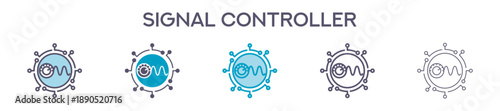 Signal Controller Element For Design Graphic - Multi Styles. Vector Illustration Of Two Colored And Black. Multiple Icons Designs Can Be Used For Mobile, Ui, Web 