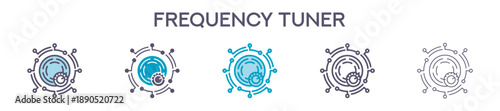 Frequency Tuner Element For Design Graphic - Multi Styles. Vector Illustration Of Two Colored And Black. Multiple Icons Designs Can Be Used For Mobile, Ui, Web 