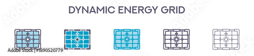Dynamic Energy Grid Element For Design Graphic - Multi Styles. Vector Illustration Of Two Colored And Black. Multiple Icons Designs Can Be Used For Mobile, Ui, Web 