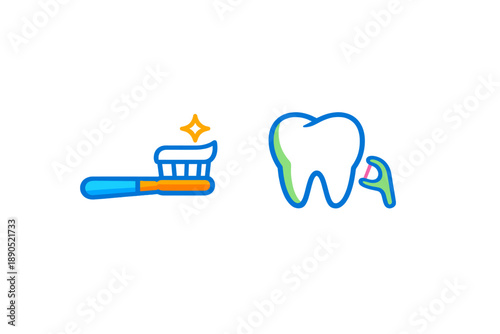 Toothbrush and tooth illustration showcasing dental care tools and their purpose in maintaining oral hygiene during morning or evening routines