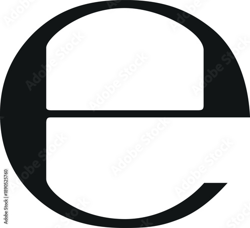 Estimated sign icon, black e-mark symbol for product packaging, vector illustration isolated on white background