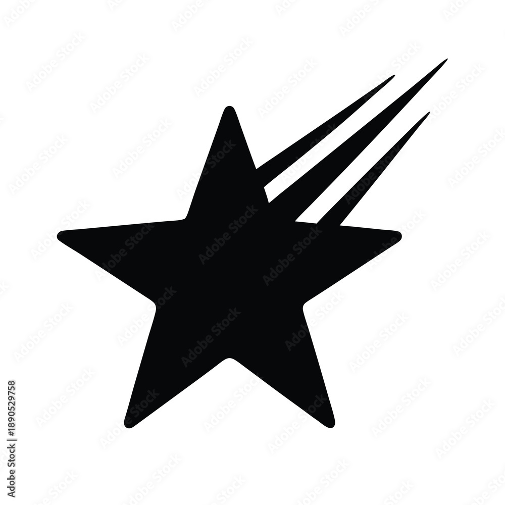 Fototapeta premium A dynamic black shooting star icon with three trailing lines