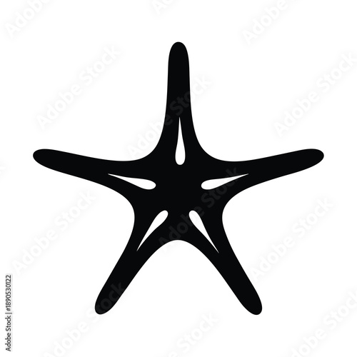 Stylized black starfish silhouette with internal teardrop shapes on white background