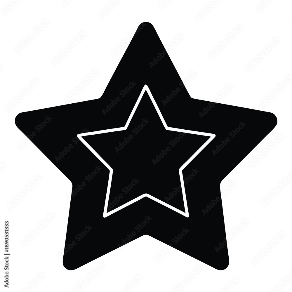 Obraz premium Double Star Design Shining Brightly in Black and White Outline
