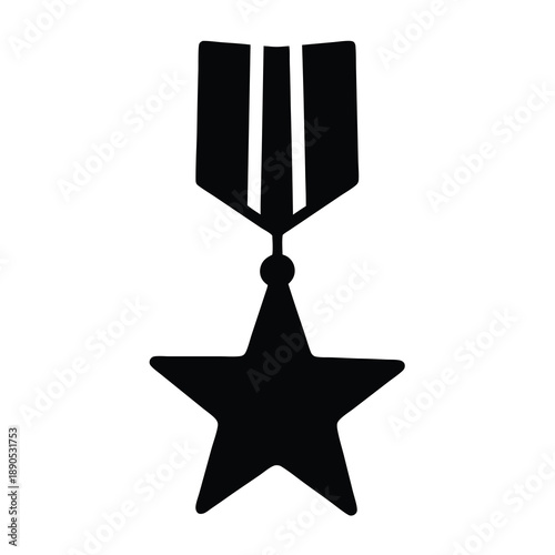 Star award medal in black silhouette for recognition and achievement