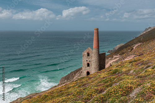 The historic Towanroath Engine House at Wheal Coates a former Tin Mine near St Agnes Cornwall England UK Europe