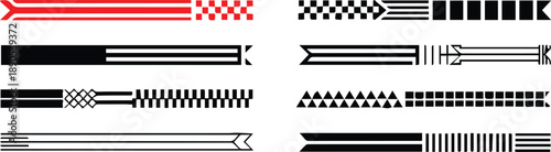 ribbon horizontal dividers geometric pattern set vector elements
