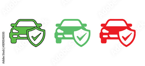 security car icon with shield and checkmark vector for ui and web