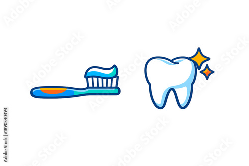 Toothbrush and tooth graphic showing dental care and hygiene routine for people of all ages