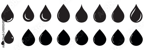 Realistic water drops vector mockup on transparent background.