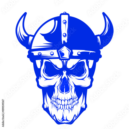 Black and white illustration of a human skull facing forward with detailed bone structure and empty eye sockets against a solid dark background