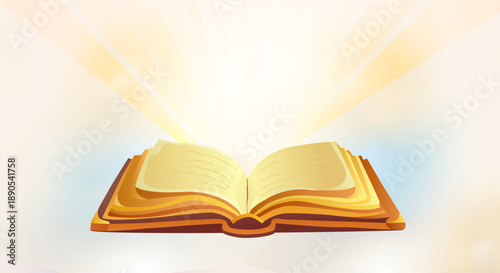 Open Bible with radiant light representing spiritual study wisdom and Christian education