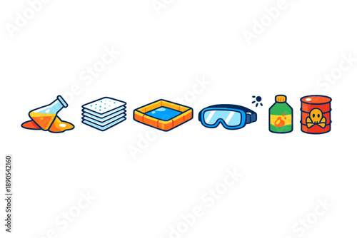 Different items used in science and exploration displayed in a row on a white background highlighting their functions and uses together