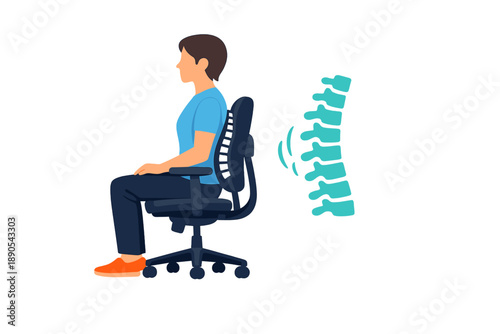Proper sitting posture and ergonomic chair design help support spine health during work hours for office workers and students in modern environments