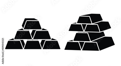 Two stacks of gold bars presented as a striking black silhouette
