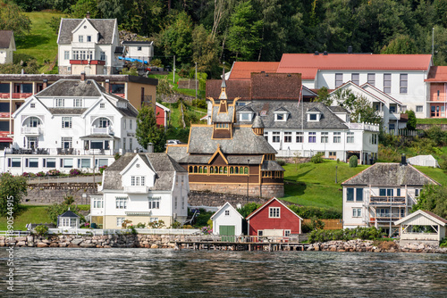 Saint Olaf stave church in Balestrand at the Sognefjord