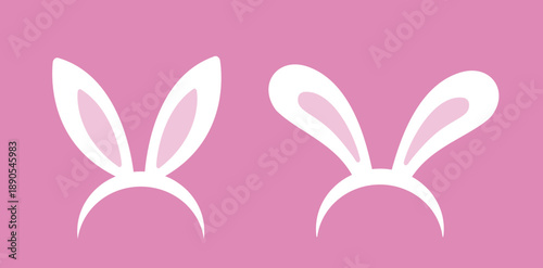 Cute rabbit ears headband flat vector icon set.
Bunny ears costume headband flat illustration.
Easter bunny ear hairband clipart set. svg.