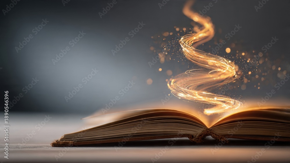 Fototapeta premium Open Book with Magical Light Trail