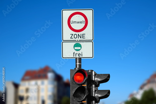 Verkehrsschild, Umweltzone in Berlin Mitte