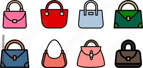 Women Fashion Handbag and Purse Accessory Vector Collection