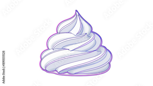 Dynamic Vector Icon of a Beautiful Whipped Cream Swirl with Volumetric 3D Effect. transparent.