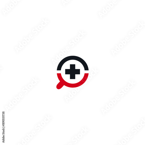 Search medical logo icon flat vector design